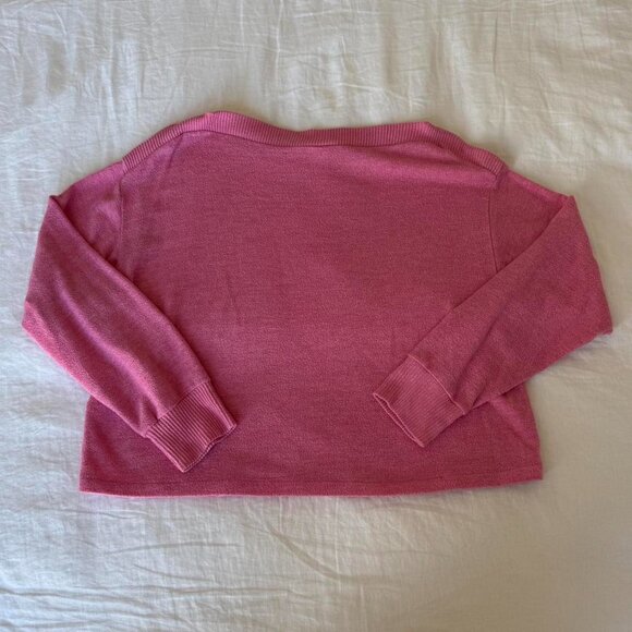 H&M Pink Melange Boat Neck Ribbed Trim Crew Sweater - Picture 3 of 5